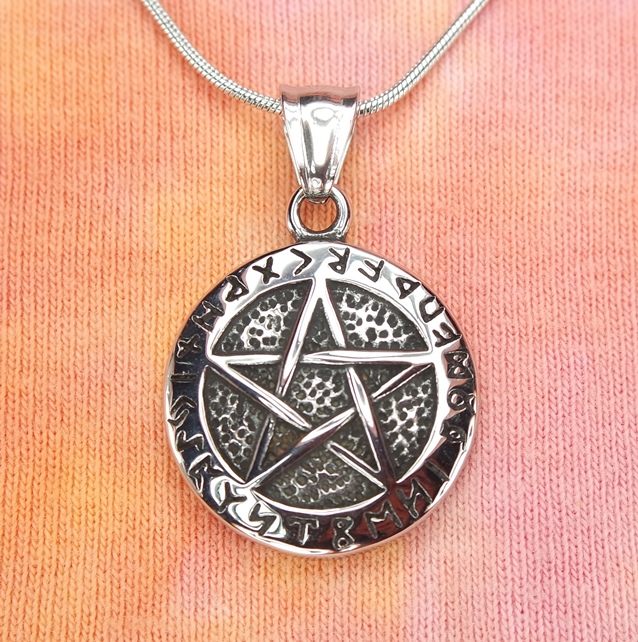 Pentacle With Runes Necklace