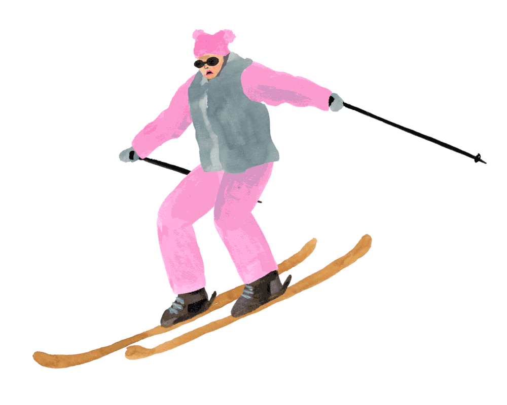 snow skiier on the roof