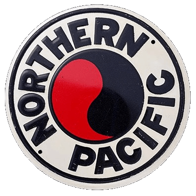 Northern Pacific sign with yin yang symbol