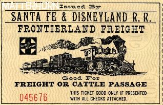 Vintage Train Ticket, SantaFe & Disneyland Railroad, Matterhorn, Freight or Cattle Passage