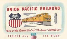 Vintage Train Card Ad, Union Pacific Railroad, Road of the Famous 
