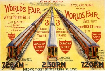 Vintage Worlds Fair Poster, Canadian Pacific Railway, Toronto to Chicago