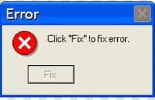 Error: click Fix to fix error. [Fix] button greyed out.