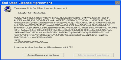 end user licence agreement is enncrypted with pgp and unreadable