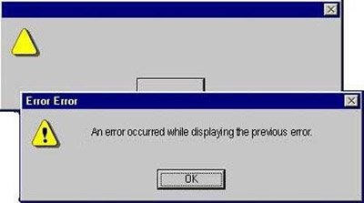 an error occurred while displaying the previous error