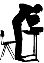silhouette of man tryng to fix a computer