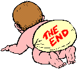 the end written on babys diaper butt