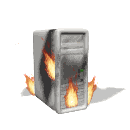 Computer tower on fire