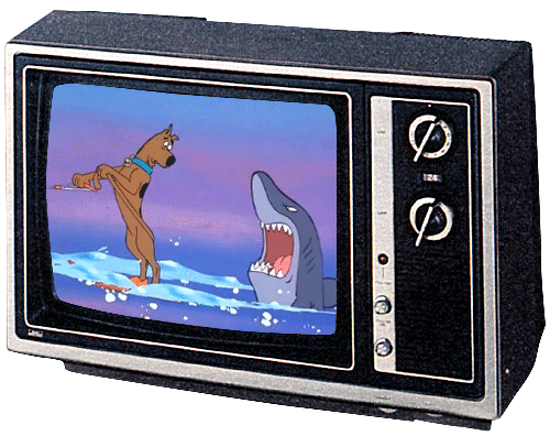 shark chasing scooby on TV